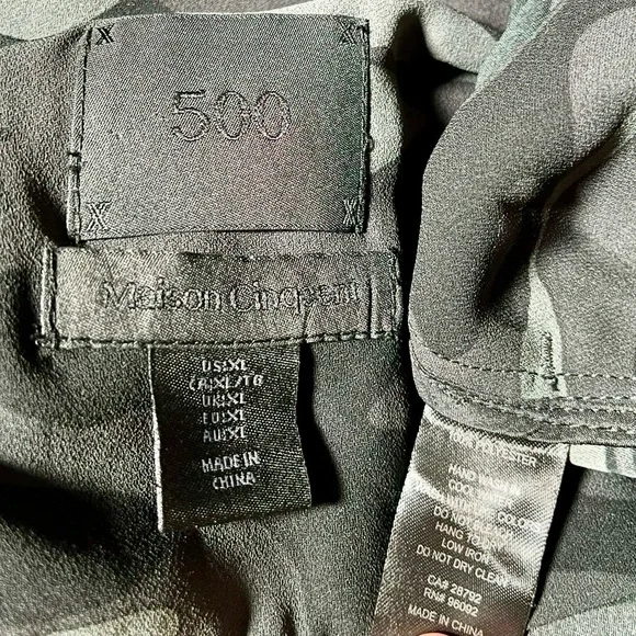 500 Maison Cinqcent Black Gray Camo Print Lightweight Belted Trench Jacket XL - Picture 8 of 9